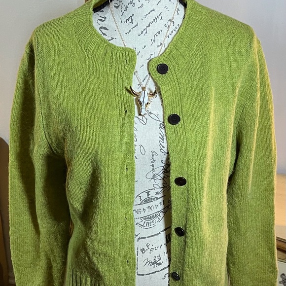 Toast Lime Green Wool Neat Cardigan 